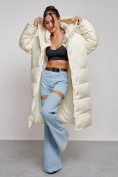 Купить Пальто утепленное молодежное зимнее женское светло-бежевого цвета 52395SB, фото 17