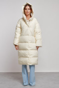 Купить Пальто утепленное молодежное зимнее женское светло-бежевого цвета 52395SB, фото 5