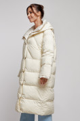 Купить Пальто утепленное молодежное зимнее женское светло-бежевого цвета 52395SB, фото 9