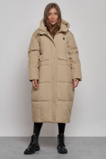 Купить Пальто утепленное молодежное зимнее женское бежевого цвета 52396B