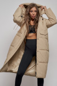 Купить Пальто утепленное молодежное зимнее женское бежевого цвета 52396B, фото 12