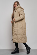 Купить Пальто утепленное молодежное зимнее женское бежевого цвета 52396B, фото 14