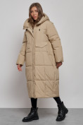 Купить Пальто утепленное молодежное зимнее женское бежевого цвета 52396B, фото 2