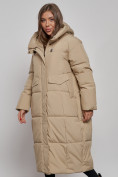 Купить Пальто утепленное молодежное зимнее женское бежевого цвета 52396B, фото 8