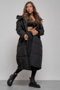 Купить Пальто утепленное молодежное зимнее женское черного цвета 52396Ch, фото 13