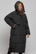 Купить Пальто утепленное молодежное зимнее женское черного цвета 52396Ch, фото 6