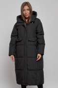 Купить Пальто утепленное молодежное зимнее женское черного цвета 52396Ch, фото 7