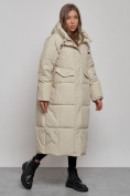 Купить Пальто утепленное молодежное зимнее женское светло-бежевого цвета 52396SB, фото 2