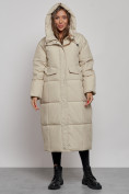 Купить Пальто утепленное молодежное зимнее женское светло-бежевого цвета 52396SB, фото 5