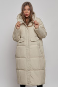 Купить Пальто утепленное молодежное зимнее женское светло-бежевого цвета 52396SB, фото 7