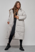 Купить Пальто утепленное молодежное зимнее женское светло-серого цвета 52396SS, фото 11