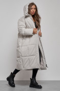 Купить Пальто утепленное молодежное зимнее женское светло-серого цвета 52396SS, фото 12