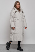 Купить Пальто утепленное молодежное зимнее женское светло-серого цвета 52396SS, фото 2