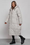 Купить Пальто утепленное молодежное зимнее женское светло-серого цвета 52396SS, фото 3