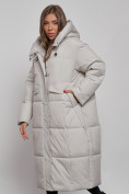 Купить Пальто утепленное молодежное зимнее женское светло-серого цвета 52396SS, фото 6
