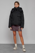 Купить Зимняя женская куртка модная с капюшоном черного цвета 52413Ch