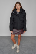 Купить Зимняя женская куртка модная с капюшоном черного цвета 52413Ch, фото 13