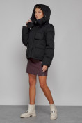 Купить Зимняя женская куртка модная с капюшоном черного цвета 52413Ch, фото 5