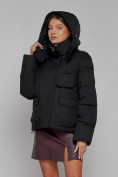 Купить Зимняя женская куртка модная с капюшоном черного цвета 52413Ch, фото 9