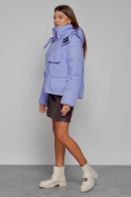 Купить Зимняя женская куртка модная с капюшоном фиолетового цвета 52413F, фото 2