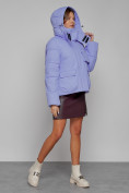 Купить Зимняя женская куртка модная с капюшоном фиолетового цвета 52413F, фото 6