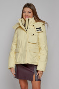 Купить Зимняя женская куртка модная с капюшоном светло-желтого цвета 52413SJ, фото 11