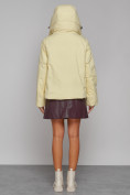 Купить Зимняя женская куртка модная с капюшоном светло-желтого цвета 52413SJ, фото 4