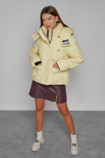Купить Зимняя женская куртка модная с капюшоном светло-желтого цвета 52413SJ, фото 8
