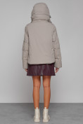 Купить Зимняя женская куртка модная с капюшоном светло-коричневого цвета 52413SK, фото 4