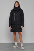 Купить Пальто утепленное с капюшоном зимнее женское черного цвета 52426Ch