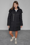 Купить Пальто утепленное с капюшоном зимнее женское черного цвета 52426Ch, фото 10