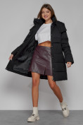 Купить Пальто утепленное с капюшоном зимнее женское черного цвета 52426Ch, фото 11