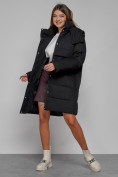 Купить Пальто утепленное с капюшоном зимнее женское черного цвета 52426Ch, фото 12