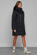 Купить Пальто утепленное с капюшоном зимнее женское черного цвета 52426Ch, фото 3