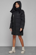 Купить Пальто утепленное с капюшоном зимнее женское черного цвета 52426Ch, фото 5