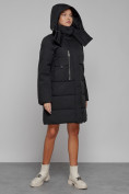 Купить Пальто утепленное с капюшоном зимнее женское черного цвета 52426Ch, фото 6
