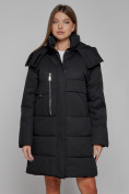 Купить Пальто утепленное с капюшоном зимнее женское черного цвета 52426Ch, фото 7