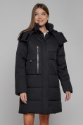 Купить Пальто утепленное с капюшоном зимнее женское черного цвета 52426Ch, фото 8