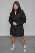 Купить Пальто утепленное с капюшоном зимнее женское черного цвета 52426Ch, фото 9