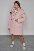 Купить Пальто утепленное с капюшоном зимнее женское розового цвета 52426R, фото 10