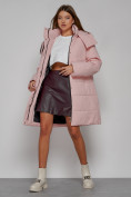 Купить Пальто утепленное с капюшоном зимнее женское розового цвета 52426R, фото 11
