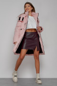 Купить Пальто утепленное с капюшоном зимнее женское розового цвета 52426R, фото 13