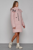 Купить Пальто утепленное с капюшоном зимнее женское розового цвета 52426R, фото 3