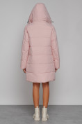 Купить Пальто утепленное с капюшоном зимнее женское розового цвета 52426R, фото 4