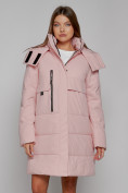 Купить Пальто утепленное с капюшоном зимнее женское розового цвета 52426R, фото 5