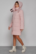 Купить Пальто утепленное с капюшоном зимнее женское розового цвета 52426R, фото 6
