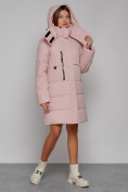 Купить Пальто утепленное с капюшоном зимнее женское розового цвета 52426R, фото 7
