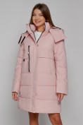 Купить Пальто утепленное с капюшоном зимнее женское розового цвета 52426R, фото 8