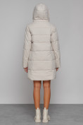 Купить Пальто утепленное с капюшоном зимнее женское бежевого цвета 52429B, фото 4