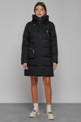 Купить Пальто утепленное с капюшоном зимнее женское черного цвета 52429Ch